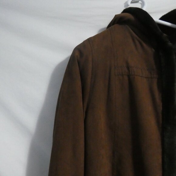 JONES NEW YORK | medium | Long Brown Button-Up Closure Hooded Coat - Picture 4 of 16